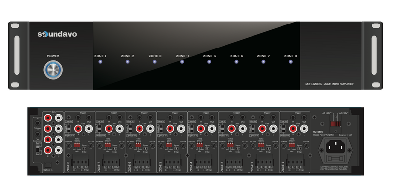 MZ-1650S Digital 16 Channel Power Amplifier with S/PDIF Input