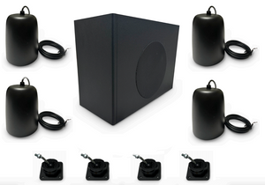 SB-65-BL-Pack Professional Surface Mount Subwoofer & 4 Satellite Loudspeakers System for Commercial Applications