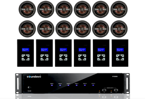 WS66i (LCD-BK-KIT-Package) Whole-Home Audio Matrix Controller with 6 Pairs of IC-640CF In-Ceiling 6.5" Speakers