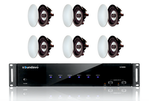 WS66i-AMP Whole-Home Audio Amplifier with 6 Pairs of SD-8S-ALU In-Ceiling 8" Speakers