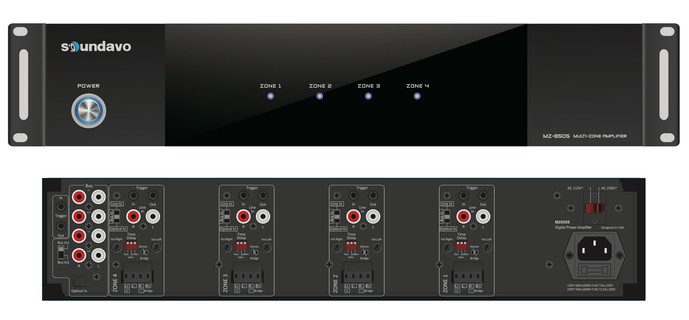 MZ-850S Digital 8 Channel Power Amplifier with S/PDIF Input – Soundavo